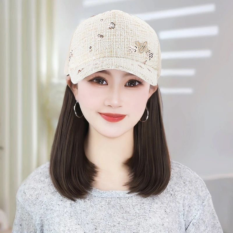 鸭舌帽帽子假发一体韩系减龄短内扣显脸小时尚百搭假发帽子一体女