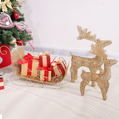 圣诞节商场橱窗展厅金色麋鹿铁艺