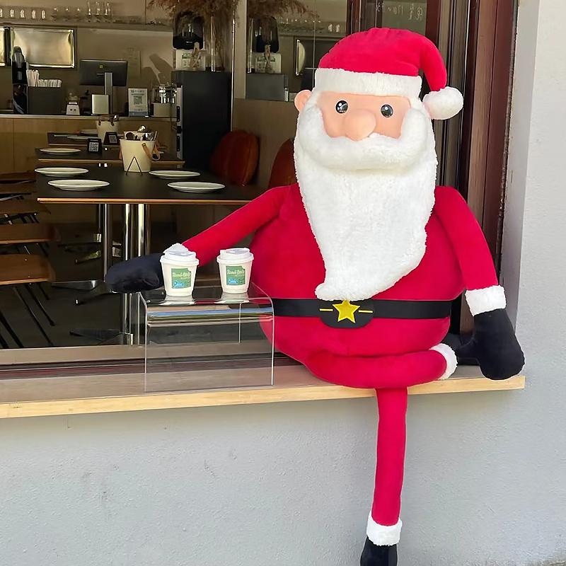 网红咖啡厅圣诞老人布偶摆件