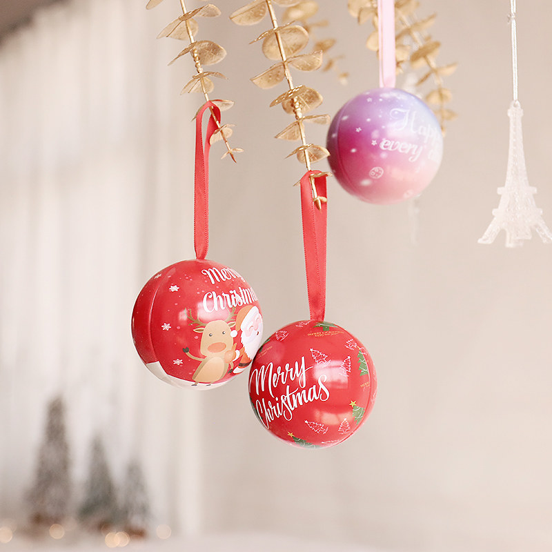 圣诞节装饰小礼品圆形马口铁罐糖果精美包装礼物盒子ins风伴手礼