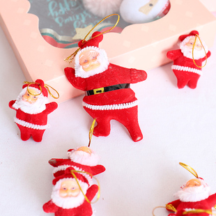 圣诞节圣诞树装饰品挂件 小号迷你圣诞老人玩偶挂饰 花环藤条配件