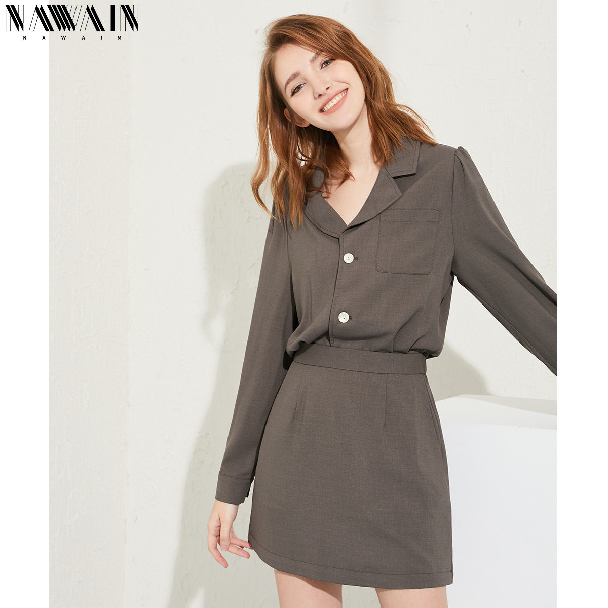 NAWain/纳纹裙子女2020新款夏装韩版气质中长款时尚通勤连衣裙