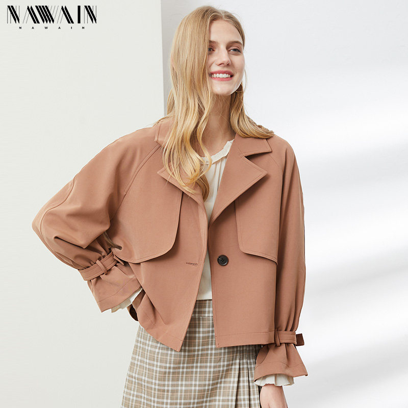 NAWain/纳纹风衣女短款2020春秋新款韩版气质显瘦休闲小个子外套