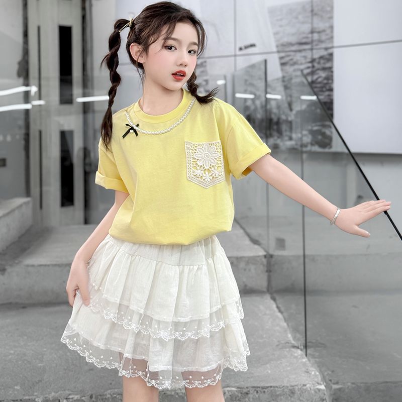 女童半身裙套装裙子夏季2026新款儿童连衣裙女孩中大童短袖夏装潮