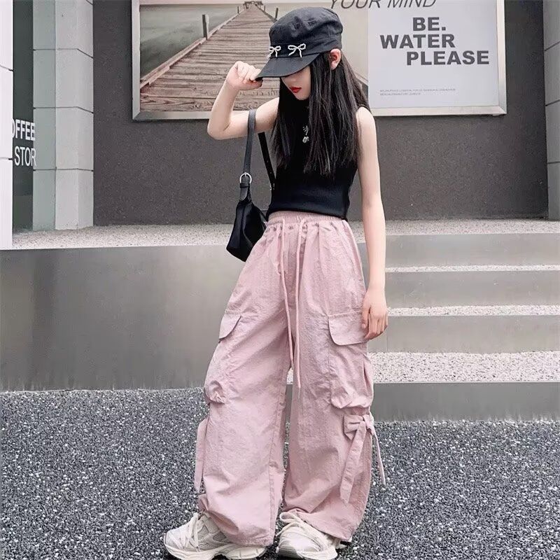 女童裤子夏季薄款裤子中大童超轻薄工装裤宽松休闲裤潮童夏季女装