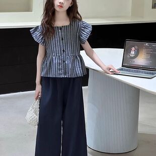 女童套装夏款2026新款洋气大童女装阔腿裤儿童夏装娃娃衫两件套夏