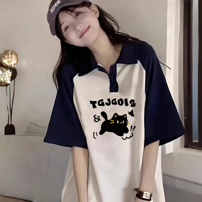 少女短袖t恤2026新款大童夏季polo衫休闲上衣高初中学生体恤夏装