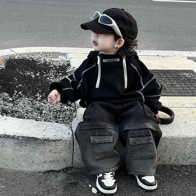 男童加绒卫衣儿童韩版纯棉保暖衣中大童洋气2025春季新款加厚上衣