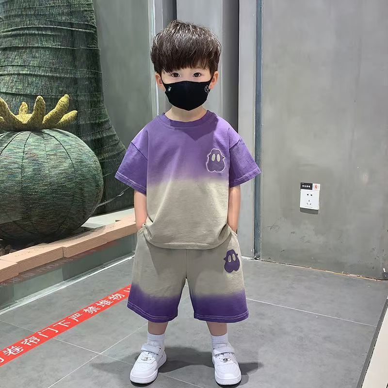 2026套装新款夏季男童短袖潮款男孩休闲两件套渐变套头时髦男夏装