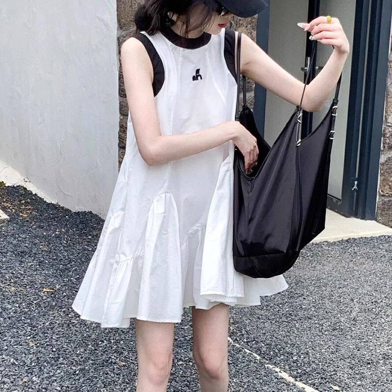 【店铺热销】女童白色A字裙夏季2026新款韩版洋气女孩儿童无袖吊