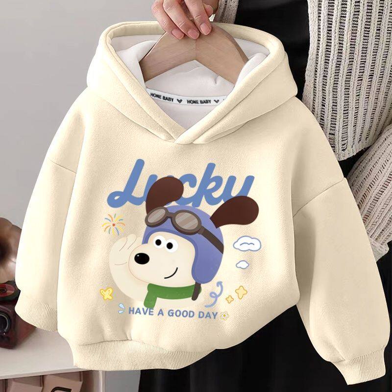 男童卫衣冬季卡通宝宝冬装保暖加绒帽衫儿童冬款加厚休闲韩版上衣