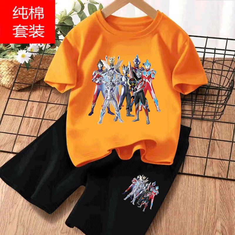 多奥特曼衣服男童短袖运动套装2026夏季男孩休闲上衣短裤套潮童装