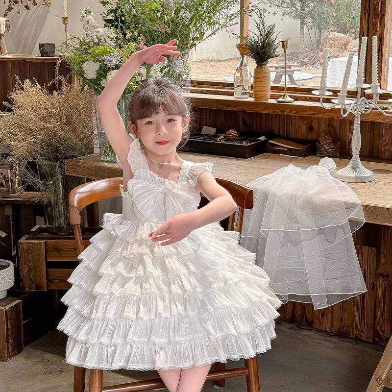 洛丽塔女童公主裙儿童夏季吊带裙女孩蛋糕裙宝宝婚纱生日礼服裙子