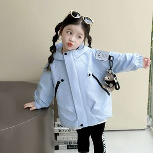 女童夹棉外套新款秋冬儿童风衣中小童洋气加厚二棉冲锋衣薄棉服潮