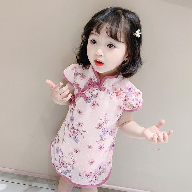 小女孩旗袍夏装连衣裙女孩中国风公主裙洋气国潮儿童汉服裙子6096