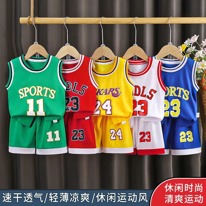 夏季儿童球服套装男童背心无袖短裤运动篮球服速干球衣无袖两件套