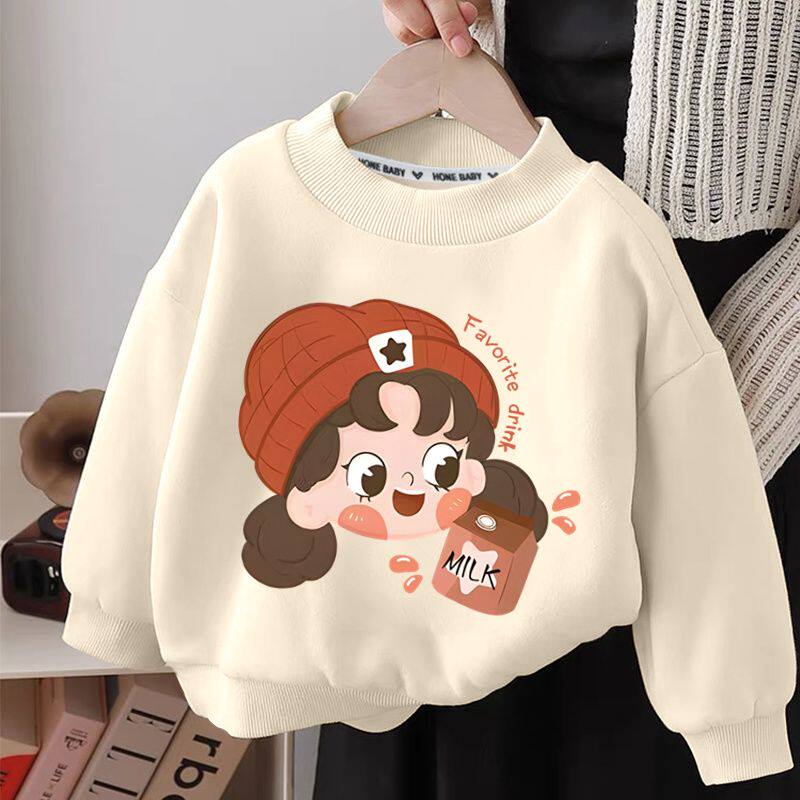 女童秋冬草莓熊卫衣2026新款儿童加绒冬装宝宝圆领加厚保暖上衣