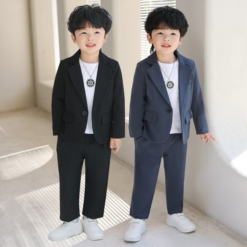 小孩演出钢琴礼服男儿童西装套装休闲西服男孩春秋韩版潮春装童装
