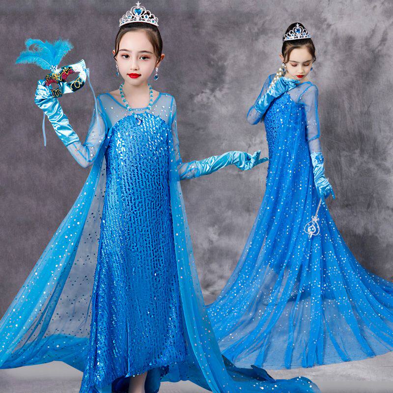 冰雪奇缘艾莎爱莎公主裙儿童生日礼服女童艾莎女王物连衣裙正版夏