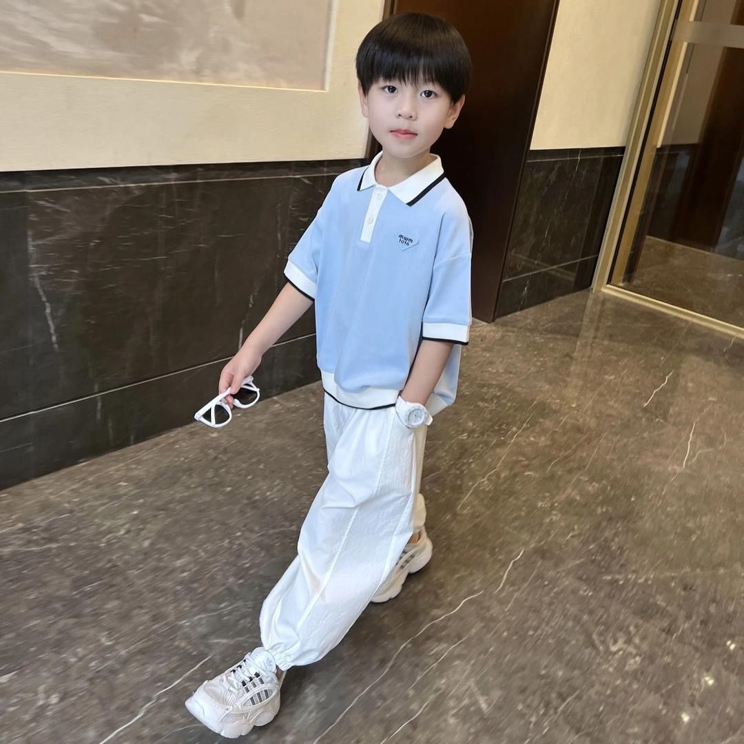 男童夏装POLO衫套装2026新款儿童夏季韩版短袖长裤男孩夏款两件套