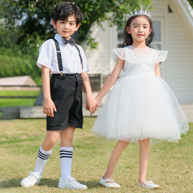 六一儿童合唱演出服女童舞蹈蓬蓬裙礼服小学生男童毕业表演服装