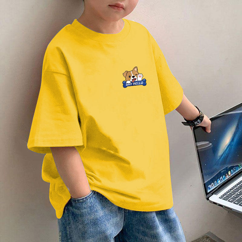 2026新款男童短袖T恤纯棉印花圆领上衣中小童韩版宽松透气打底衫