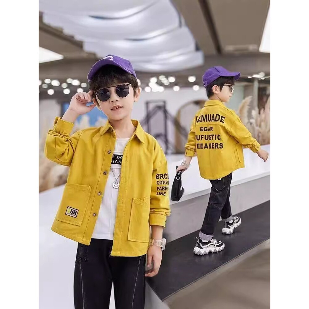 男童衬衫春秋款儿童韩版新款洋气外套中大童休闲外穿长袖上衣潮