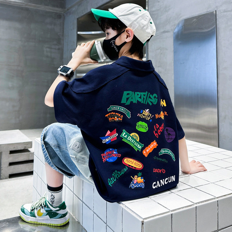 儿童装男童夏装T恤2026新款中大童夏季短袖男孩夏款polo衫潮T