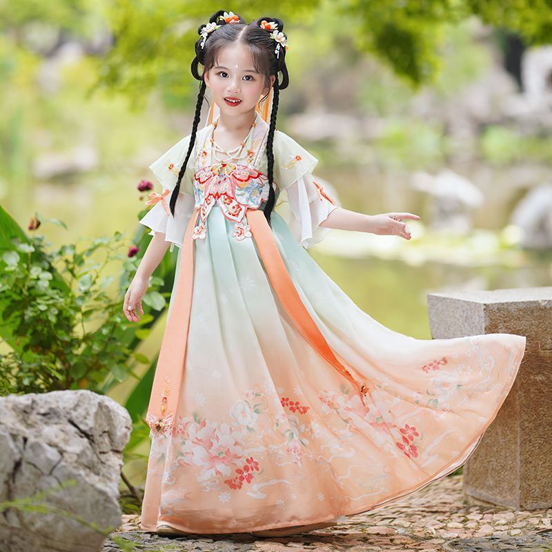 汉服女童春秋连衣裙新款儿童古装超仙中国女孩古风唐装夏季