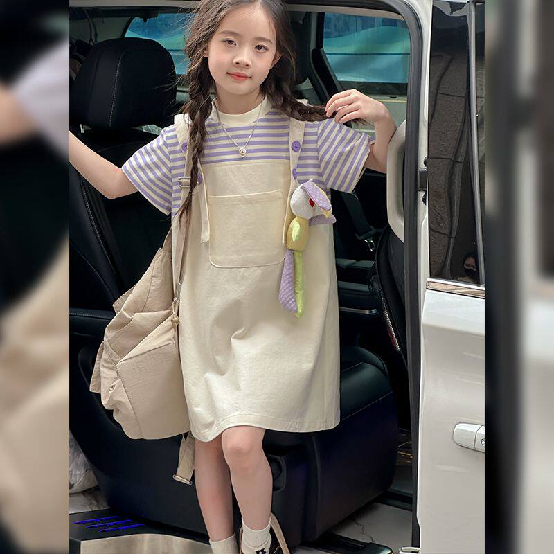 女童连衣裙夏装2024新款洋气中大童背带裙女孩夏款儿童假两件裙子