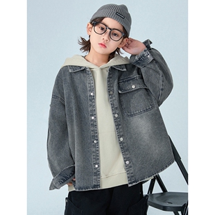 男童牛仔外套春秋款2026新款中大儿童春装炸街男孩帅气上衣潮春季