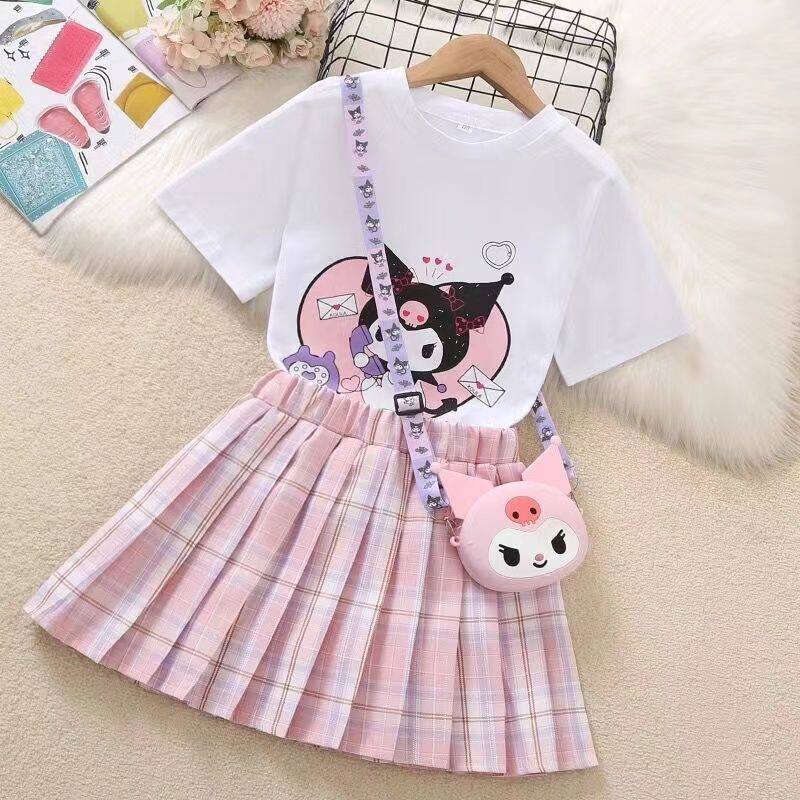 库洛米衣服女童jk套装网红女孩夏装连衣裙儿童学院风百褶裙子夏季
