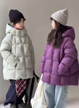 儿童羽绒服童装韩版新款男童女童大童中长款加厚连帽白鸭绒外套潮