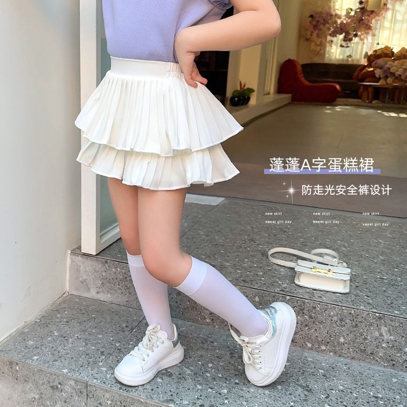 女童百褶短裙2026夏季白色半身裙公主儿童蓬蓬裙新款宝宝夏装裙子