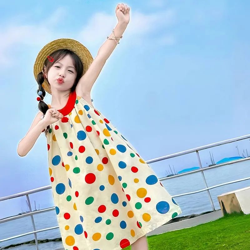 公主裙女童连衣裙儿童夏装2026新款女孩海边度假沙滩裙挂脖裙子