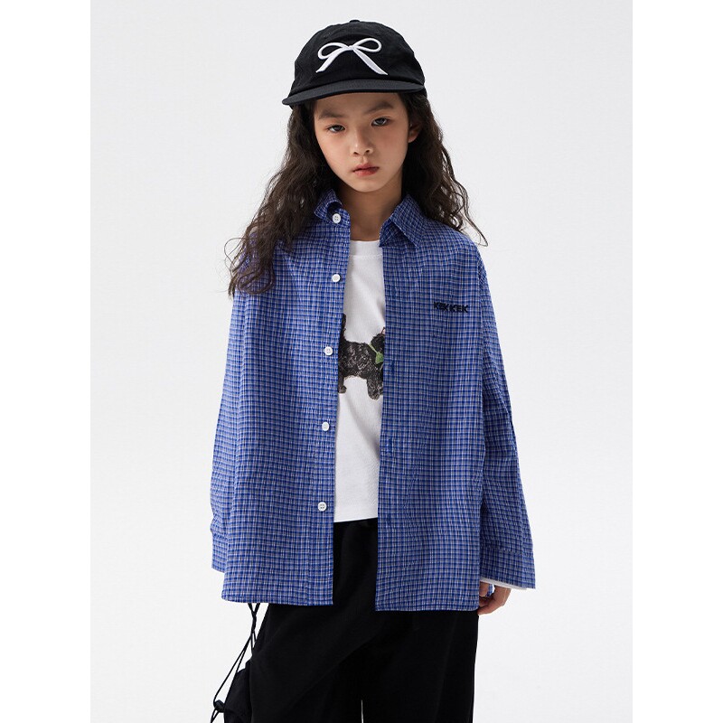 儿童休闲长袖上衣2026秋季新款女童韩版经典格子衬衫中大童春秋装