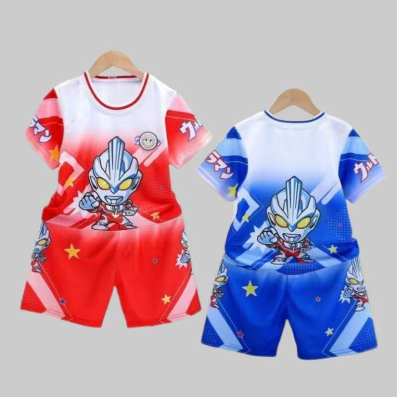 男童奥特曼夏装运动短袖夏季套装2026衣服新款薄款儿童两件套银河