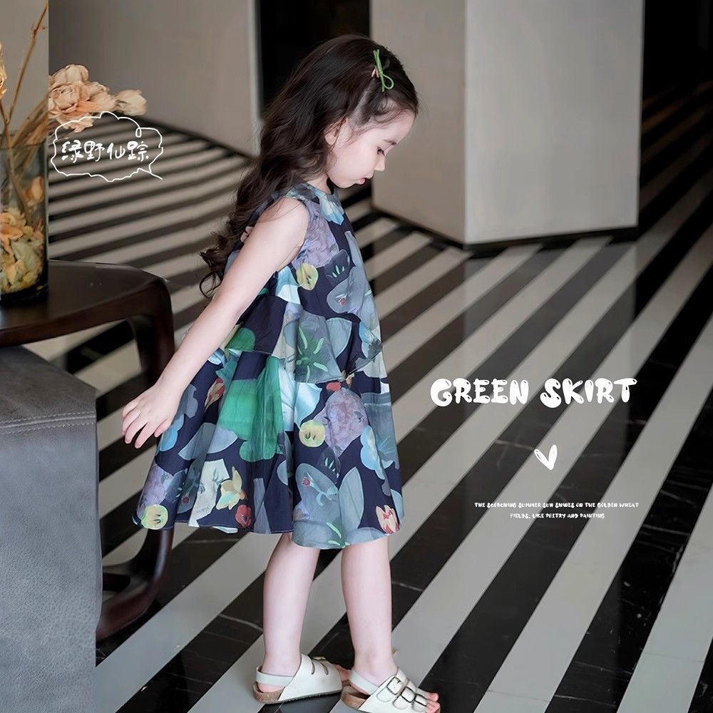 公主裙儿童夏装连衣裙女童2024新款夏季花边女宝宝洋气碎花裙子