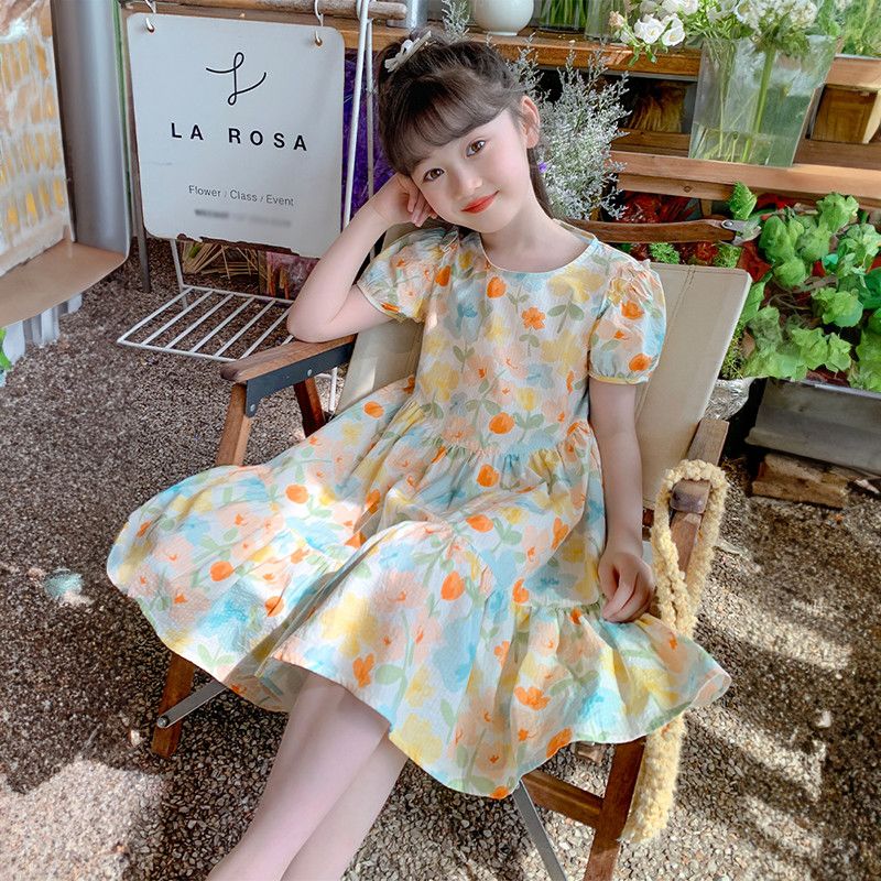 新款女童连衣裙夏季儿童裙子夏网红洋气小女孩夏天棉布公主裙