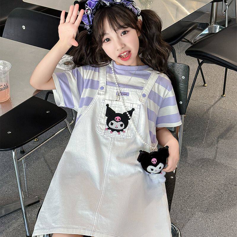 女童连衣裙库洛米裙子夏装2024新款小女孩假两件背带裙洋气网红