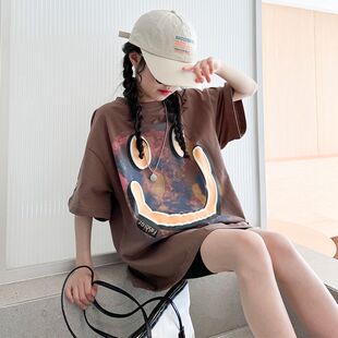 纯棉T恤女童短袖t恤夏季儿童纯棉中长款半袖女大童夏外穿2026时尚