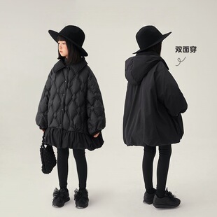 女童双面穿羽绒棉服中长款洋气韩版休闲棉袄小女孩棉衣外套冬装潮