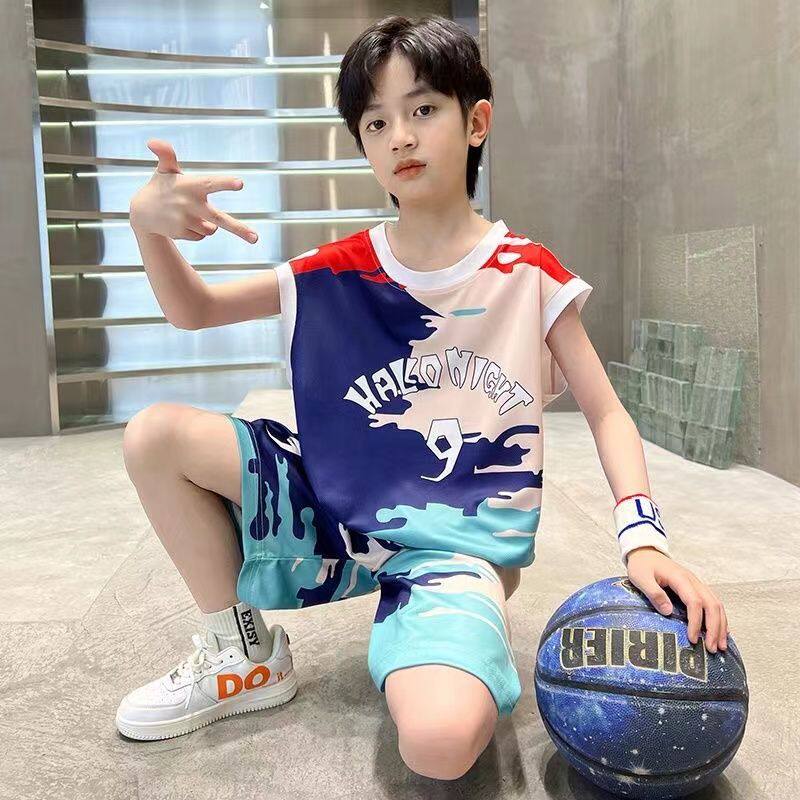 男童夏季套装篮球服2024新款中大童男孩无袖儿童运动速干球衣