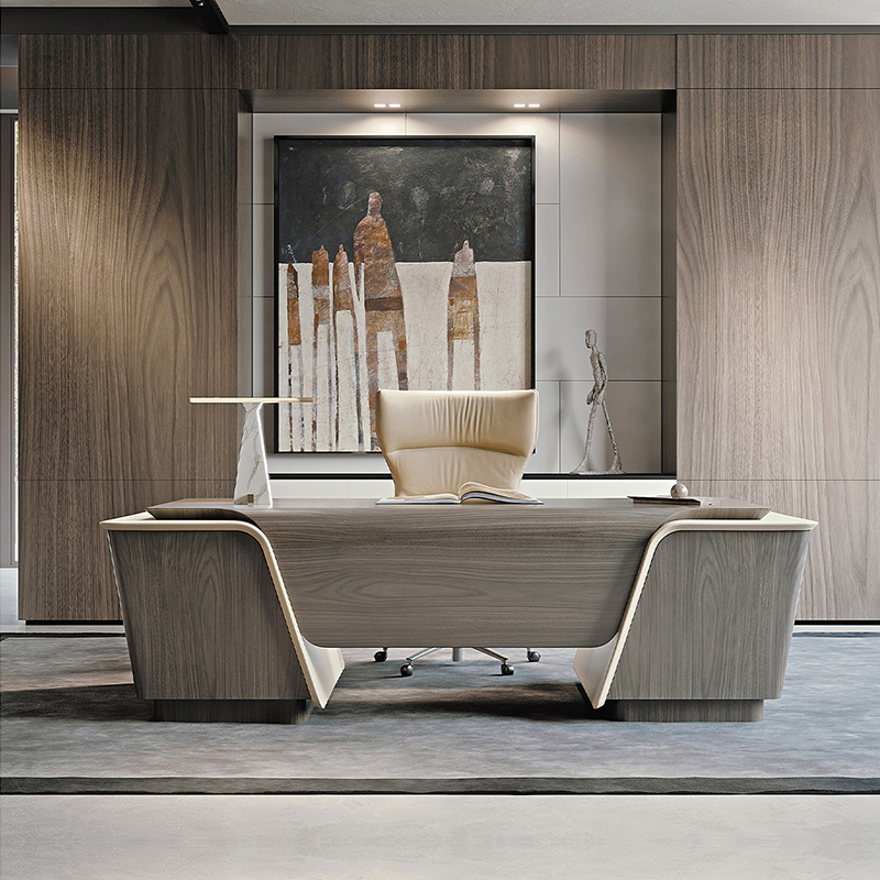 2022新款Blues意式轻奢极简设计师书桌高档总统书房办公桌可定制