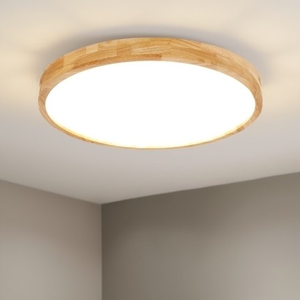 原木风LED吸顶灯实木客厅卧室饭厅房间阳台圆形2025新款中式灯具