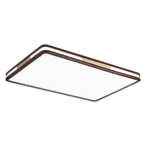 胡桃木色LED吸顶灯新中式客厅主卧室餐厅房间灯2025新款实木灯具