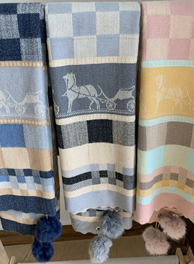 LuLu cake围巾女秋冬高级感撞色格子时尚百搭氛围感保暖针织披巾