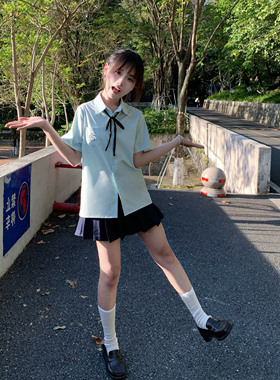 lulu cake原创jk短袖纯色基础衬衫女日系校供学院风制服衬衣