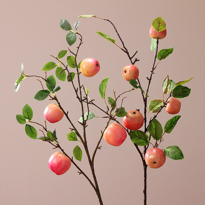 永悦 仿真花苹果枝酒店餐厅摆件插花水果树枝装饰假花发财果摆设
