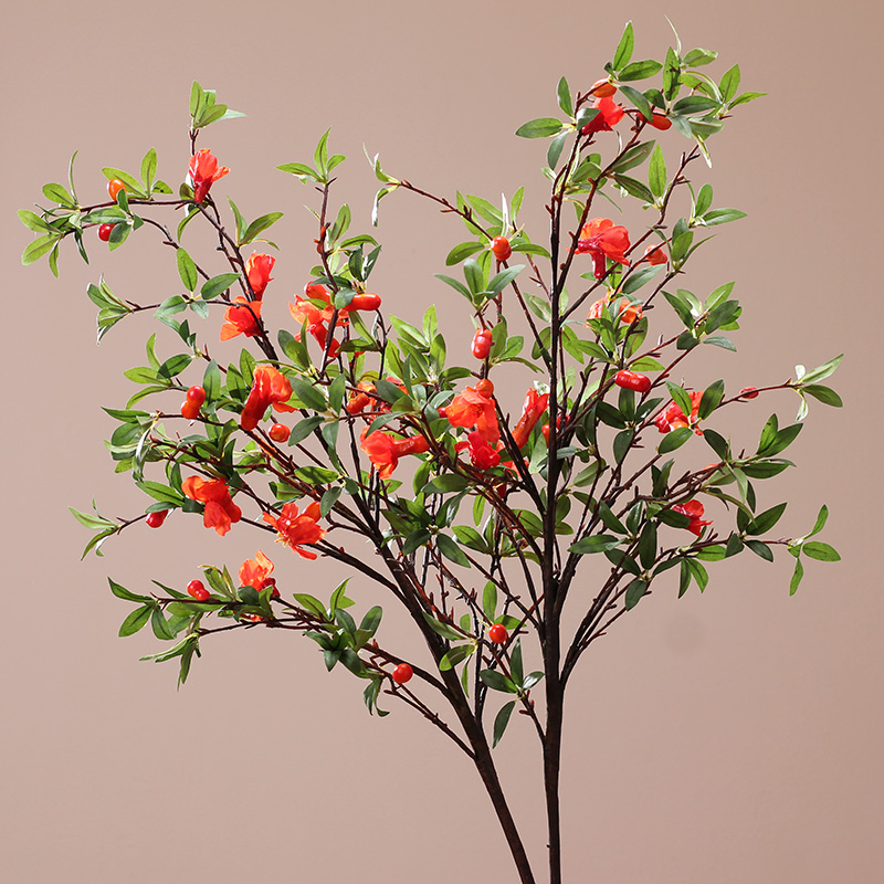 永悦过胶手感仿真装饰绿叶石榴花